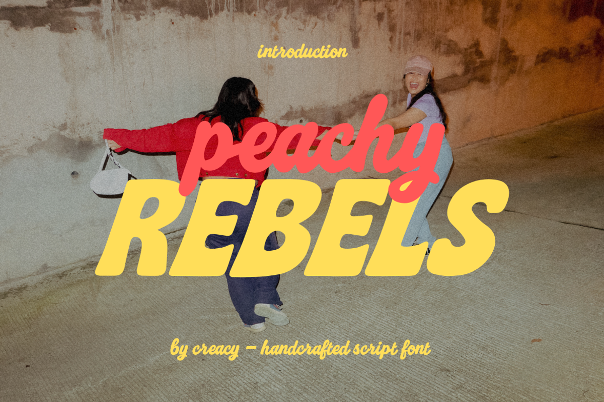 Peachy Rebels - Playful Font, a Script Font by Creacy Studio (Photo 1 of 11)