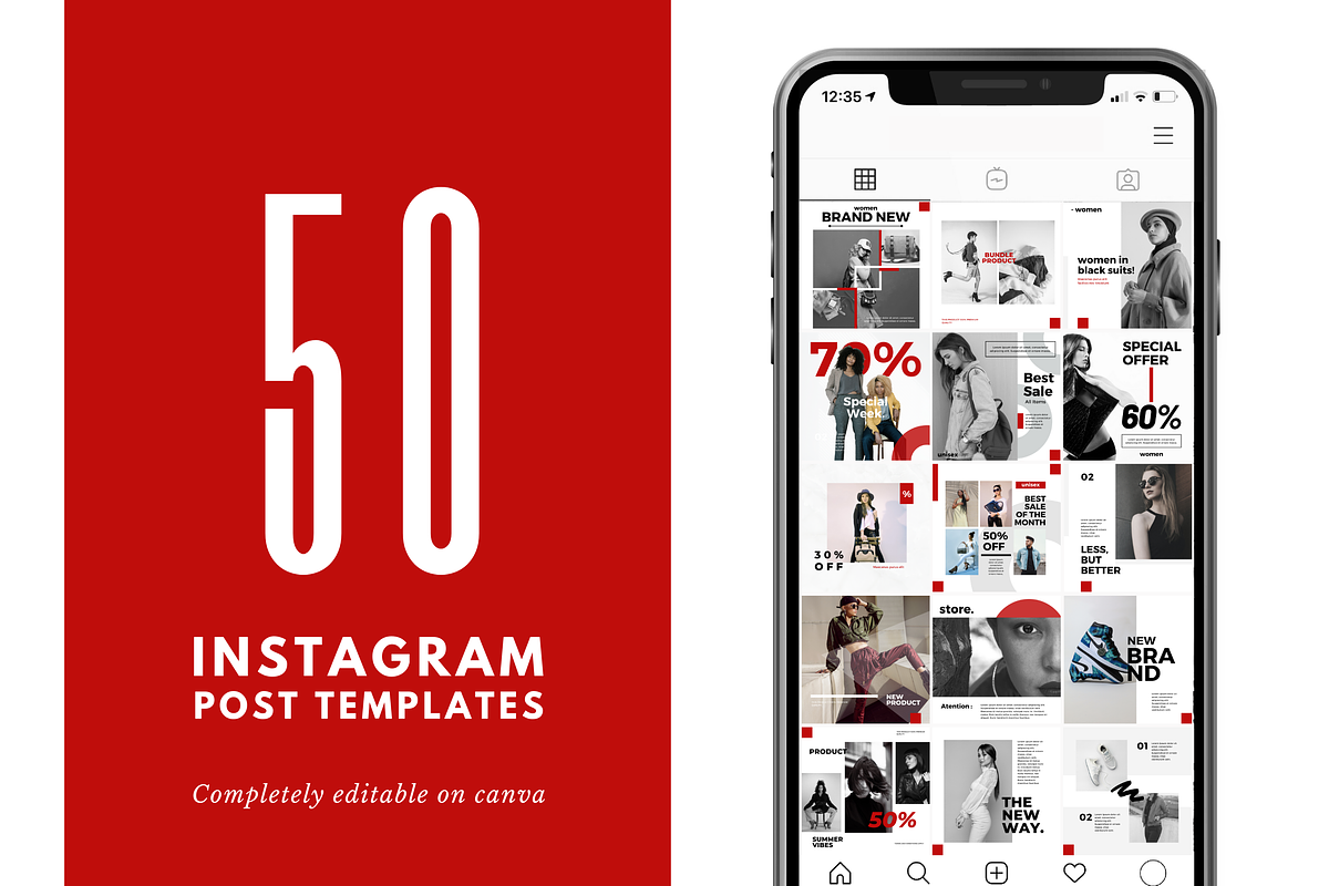 Red Feed Fashion Instagram Template, a Templates & Theme by PayuStudio (Photo 3 of 7)