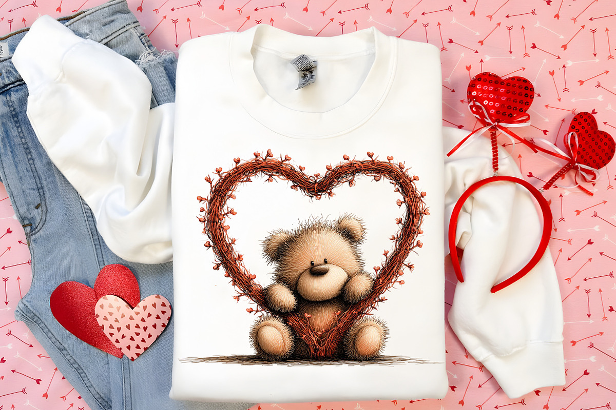 Whimsical Valentine Bear Clipart, an Illustration by Canvas Craft (Photo 4 of 6)