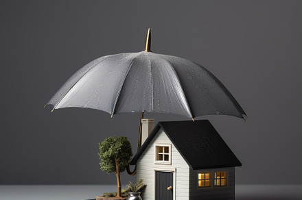 House under the umbrella protection, insurance and Real estate concept, a Business Photo by Natalia Klenova's Shop