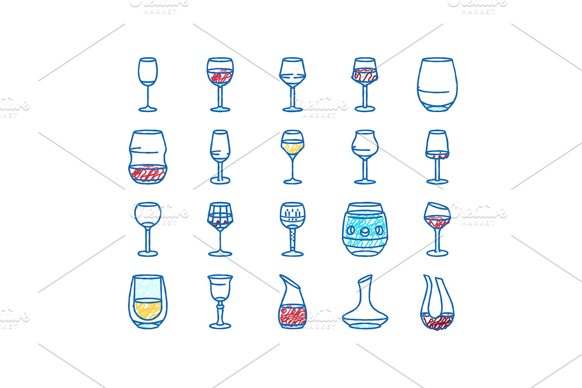wine glass red drink alcohol icons, an Object Illustration by pikepicture
