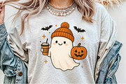 Cute Ghost Coffee Pumpkin Halloween, an Illustration by Sublimation Artist (Thumbnail 2 of 9)