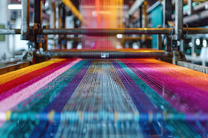Modern yarn warping machine with colorful threads, an Industrial Photo by AlyaAnd