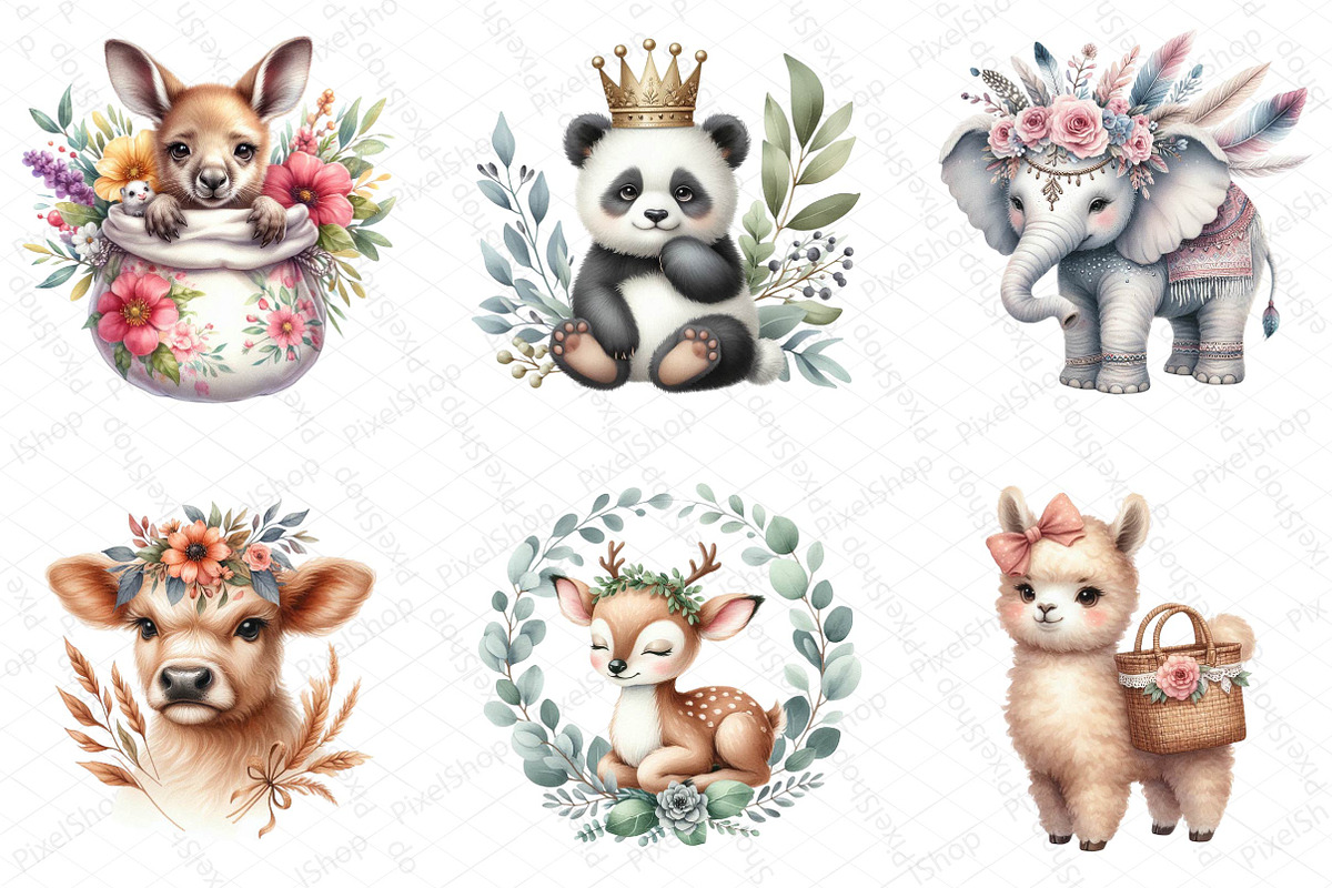 Boho Baby Clipart Bundle Boho Animal, an Illustration by DreamPrint404 (Photo 2 of 5)