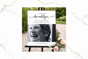 Funeral Welcome Sign B&W Canva FR004, a Poster Template by TyphoonStudio
