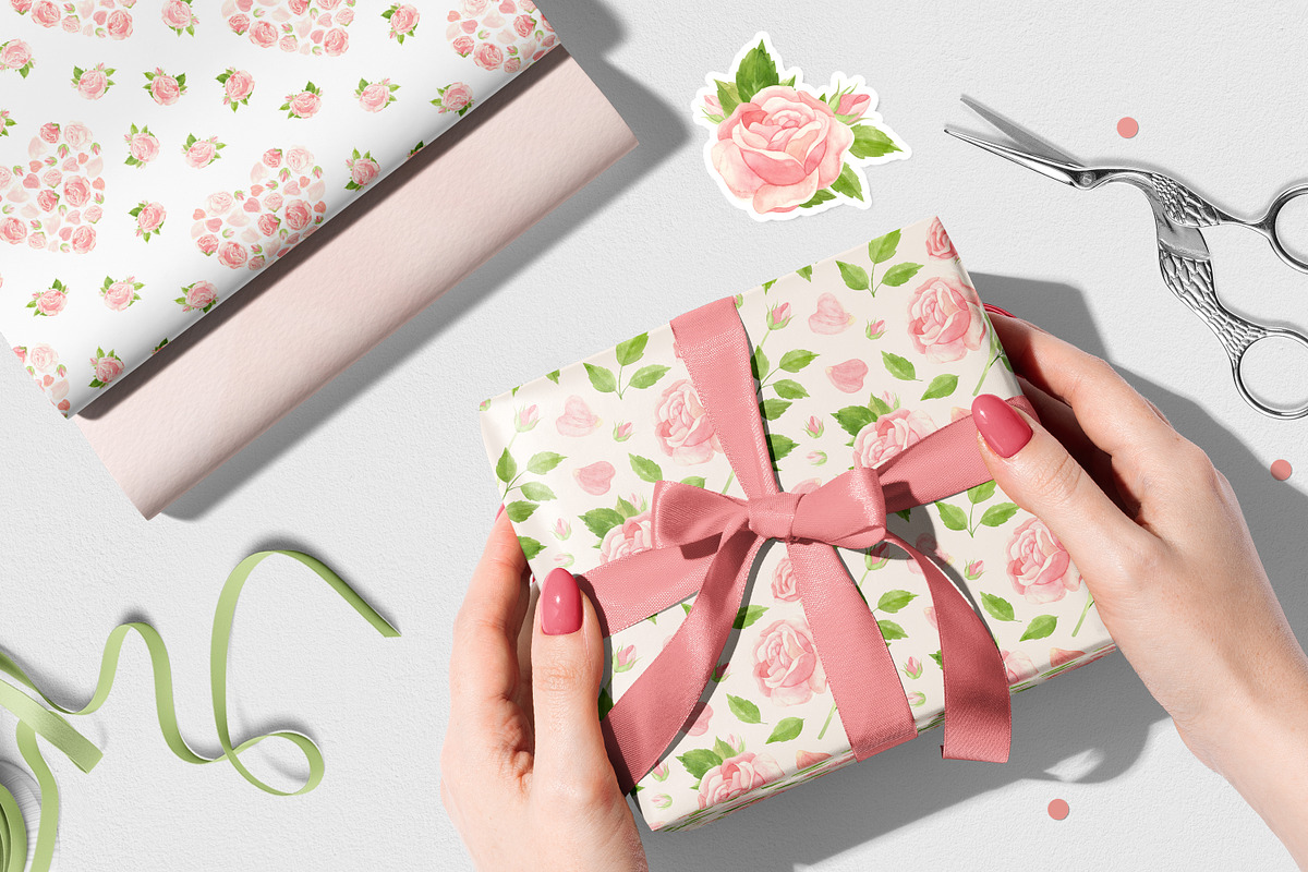 Watercolor pink and red roses, an Illustration by Valin Malin (Photo 10 of 16)