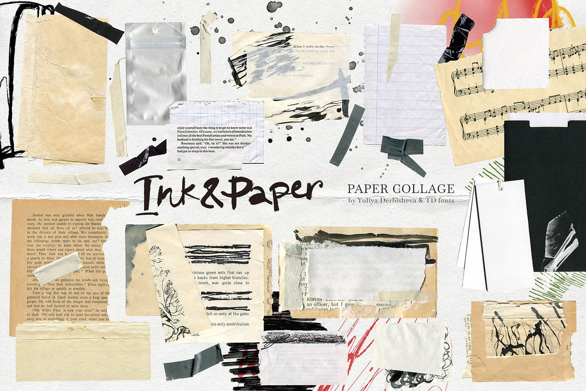 Ink Paper collage elements scraps, an Object Graphic by TD fonts (Photo 6 of 13)