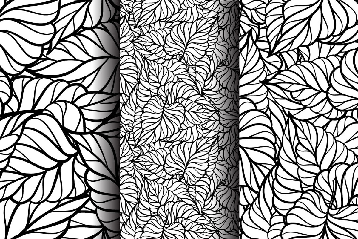 Black and white leaves patterns set, a Pattern Graphic by Graphic Magic (Photo 4 of 5)
