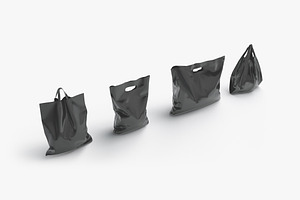 4 Black Plastic Bag Stand 3D Model