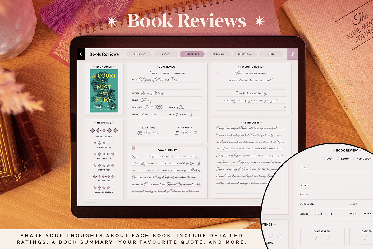 Digital Reading Journal – Purple, a Stationery Template by Aurelie Maron (Photo 5 of 9)
