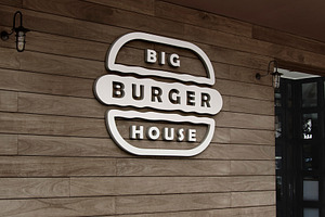 Logo Mockup On Wooden Facade 3D Sign