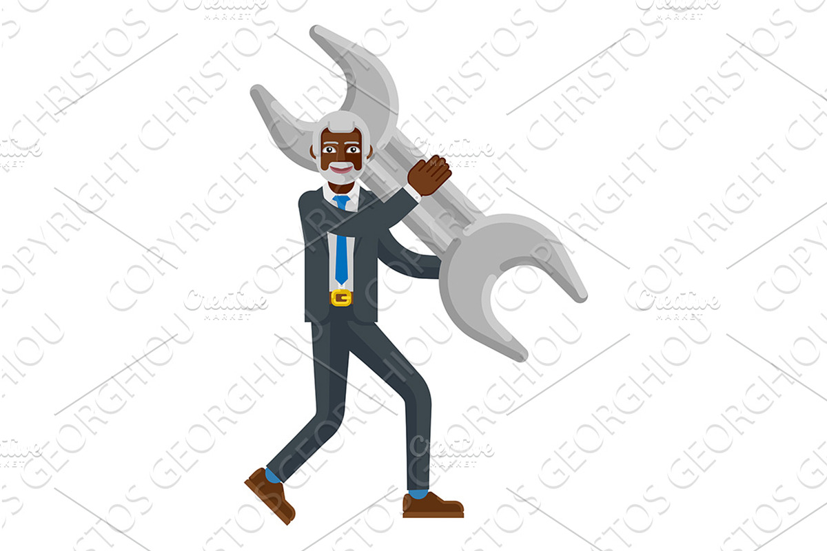 Mature Black Business Man Holding, a Person Illustration by Christos Georghiou