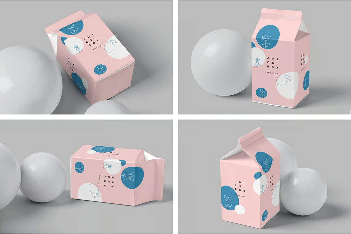 Juice Milk Packaging Box Mockup, a Packaging Mockup by megostudi0 (Photo 1 of 6)