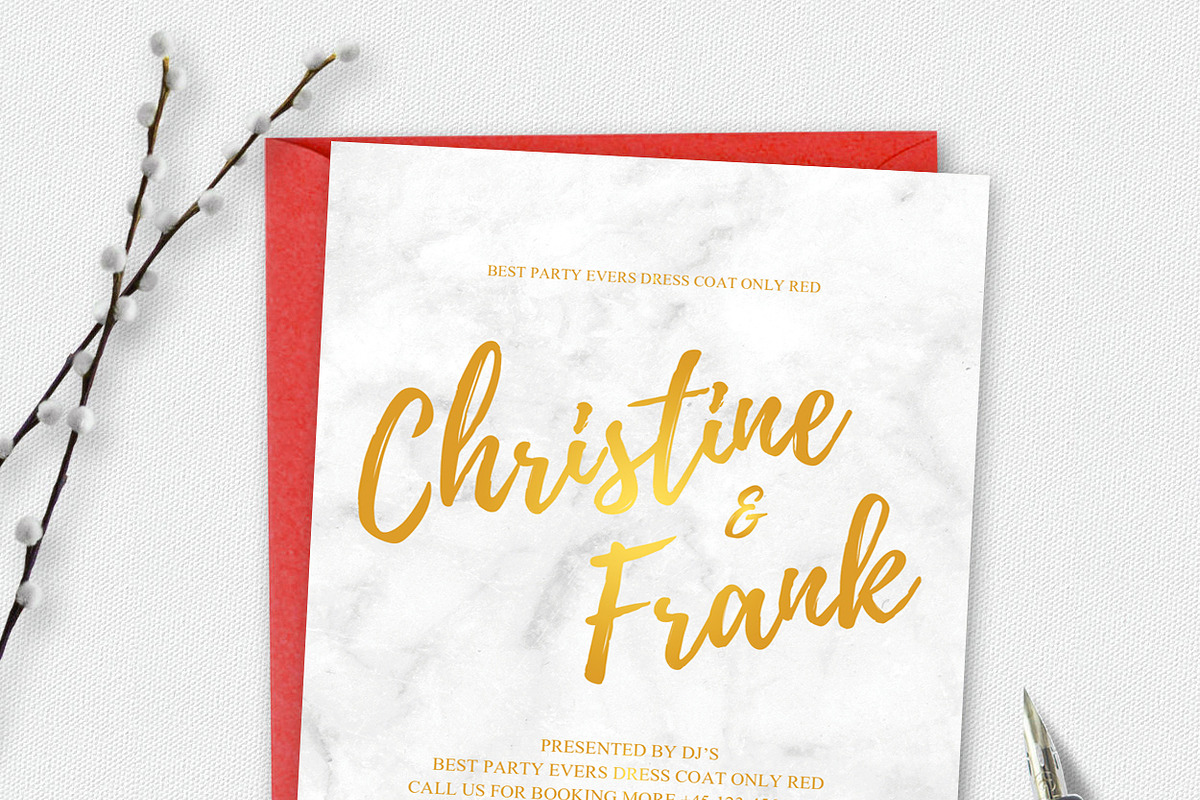 Marbel Wedding Invitation, an Invitation Template by graphicforest (Photo 3 of 3)