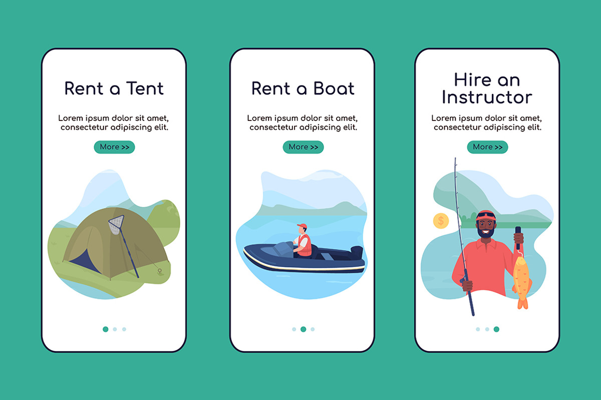 Camping trip with fishing app pages, a Templates & Theme by IMG visuals characters (Photo 2 of 3)