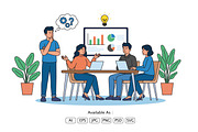 Business Team Meeting Illustration, a Work Illustration by Partikusi Design (Thumbnail 2 of 3)