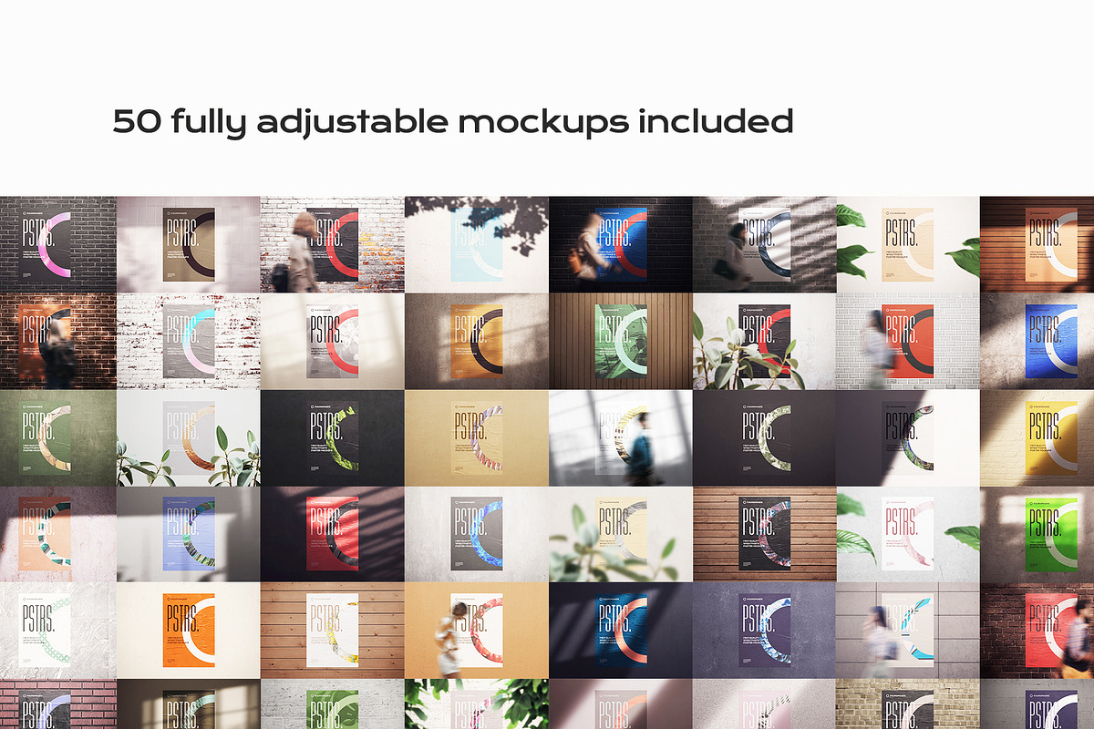 50 poster mockup bundle glued paper, an Advertising Mockup by FoundImages (Photo 5 of 55)