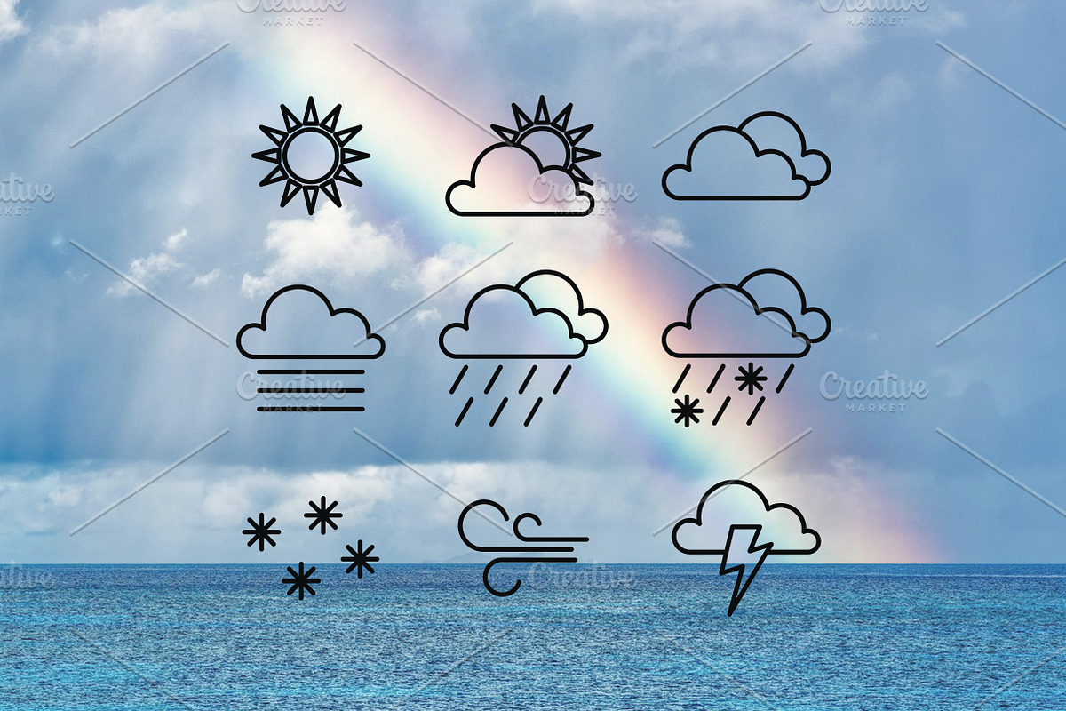 Weather line icons, an Outline Icon by Lyolya Profitrolya (Photo 2 of 2)