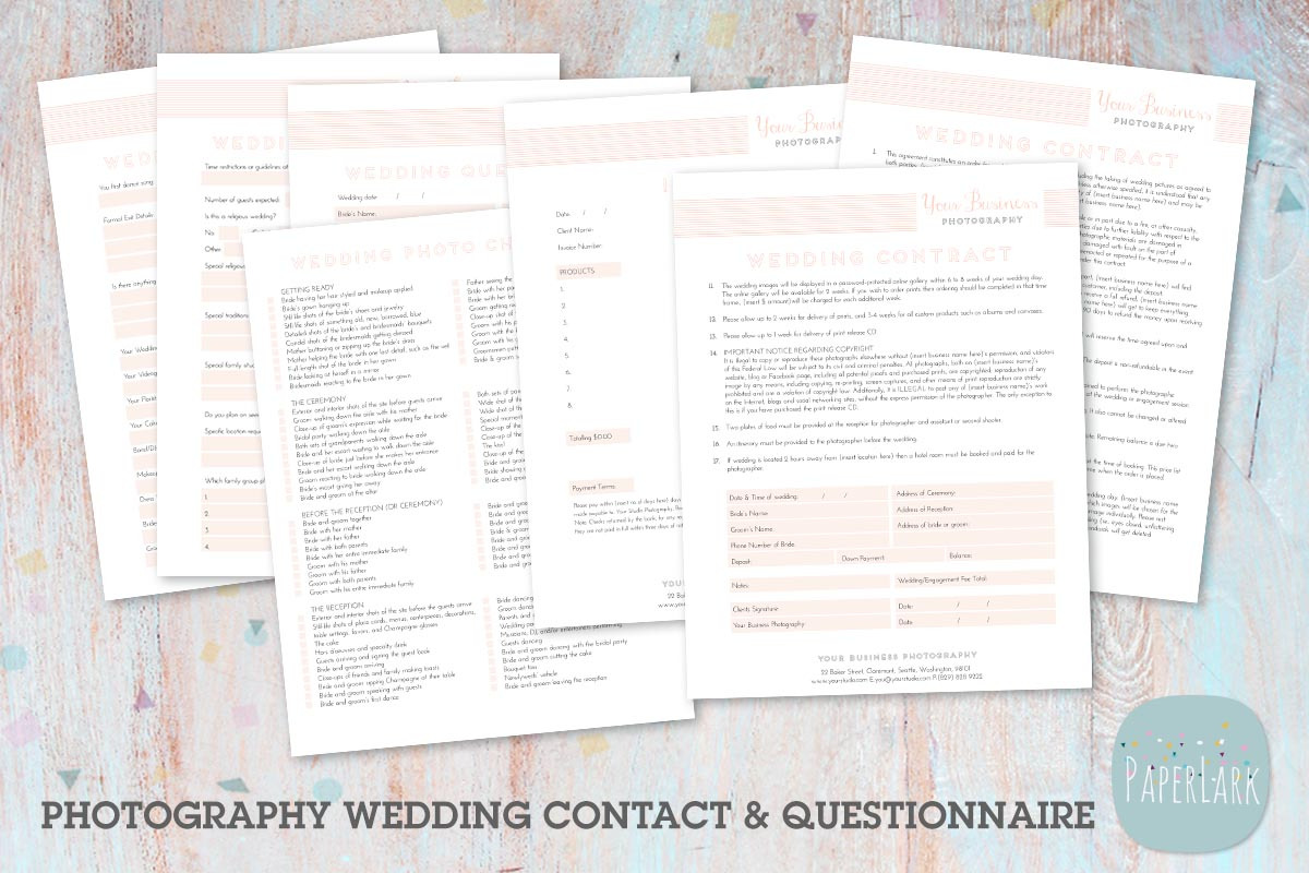 NG005 Photography Wedding Forms, a Stationery Template by Paper Lark