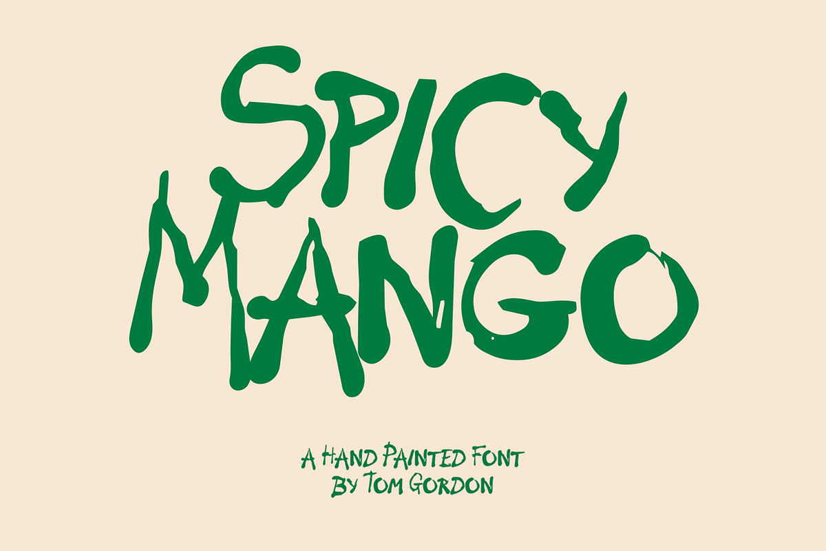 Spicy Mango Hand Painted Font, a Handwritten Font by Tom Gordon Design (Photo 1 of 5)