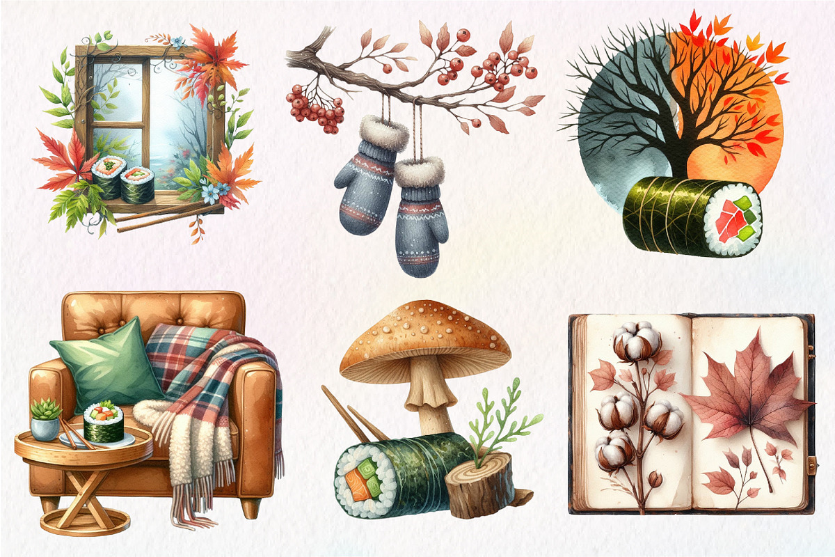 Watercolor Autumn Serenity Clipart, an Illustration by CreationArt (Photo 5 of 5)
