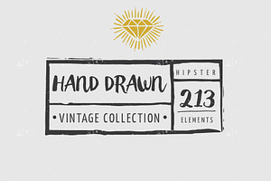 Vintage Hipster Hand Inked Elements