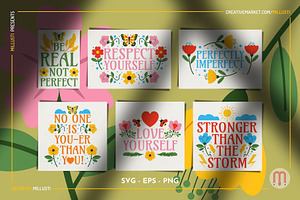 30 Floral Self-Love Quotes SVG & EPS