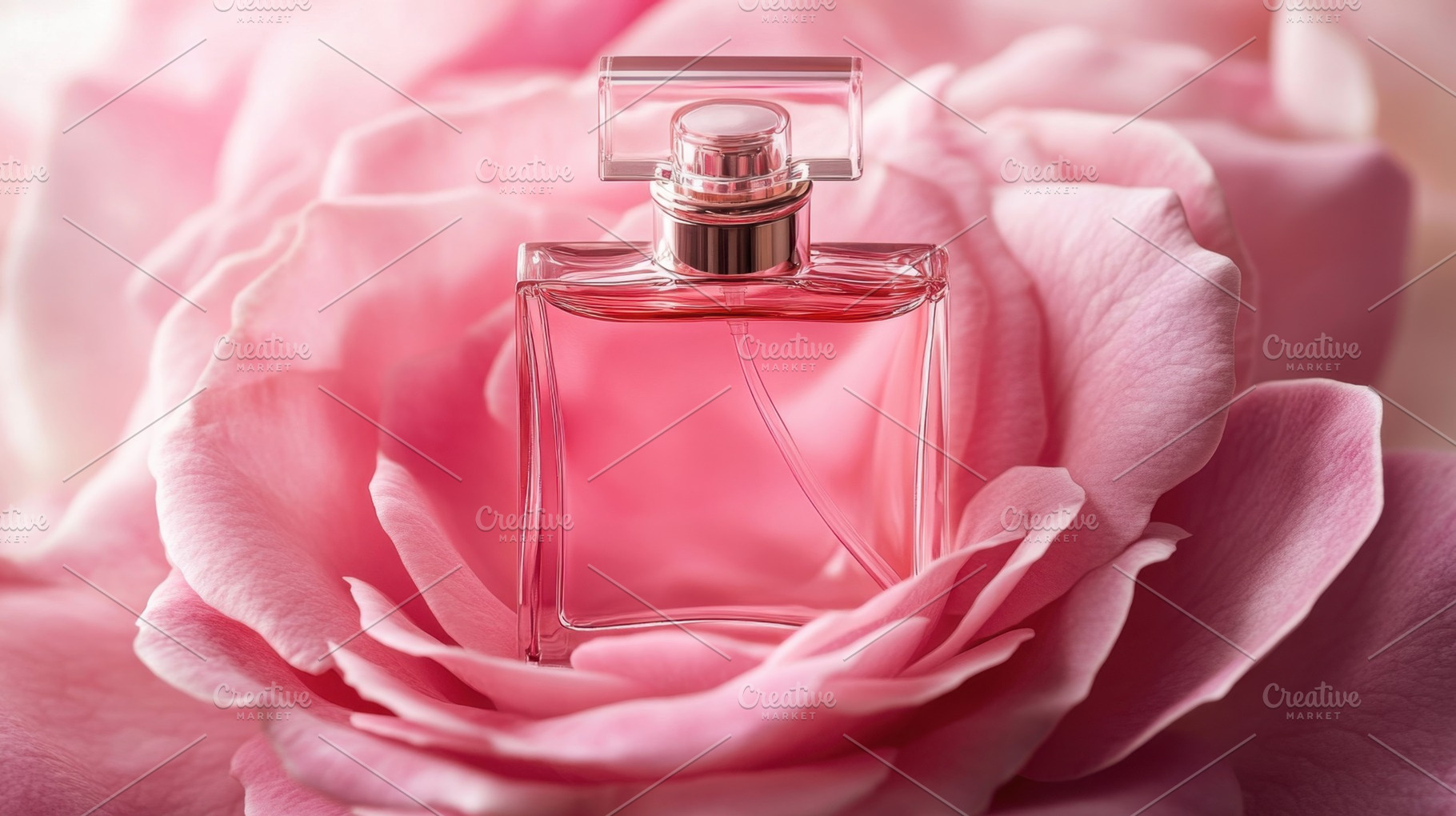 Perfume on rose petals, a Photo by Beautiful things