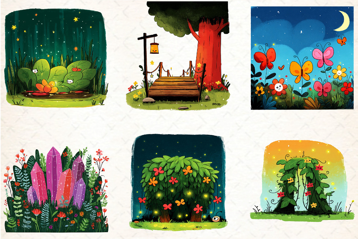Twilight Glade Clipart, an Illustration by DreamCafeArt (Photo 3 of 7)