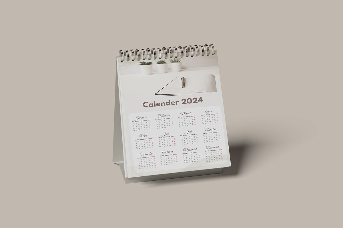 Desk Calendar Mockup, a Product Mockup by NyakBiett (Photo 4 of 6)