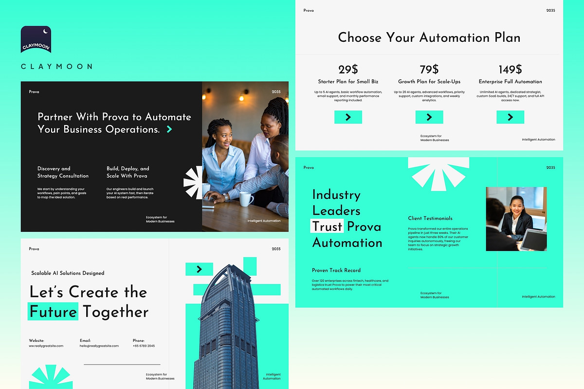 AI Automation Agency Pitch Deck, a Presentation Template by Claymoon Lab (Photo 7 of 7)