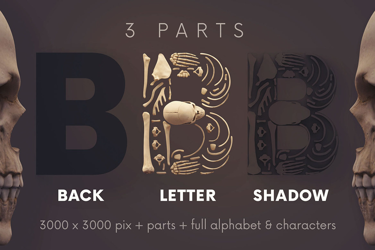 Skulls & Bones - 3D Lettering, a Graphic by MIIM