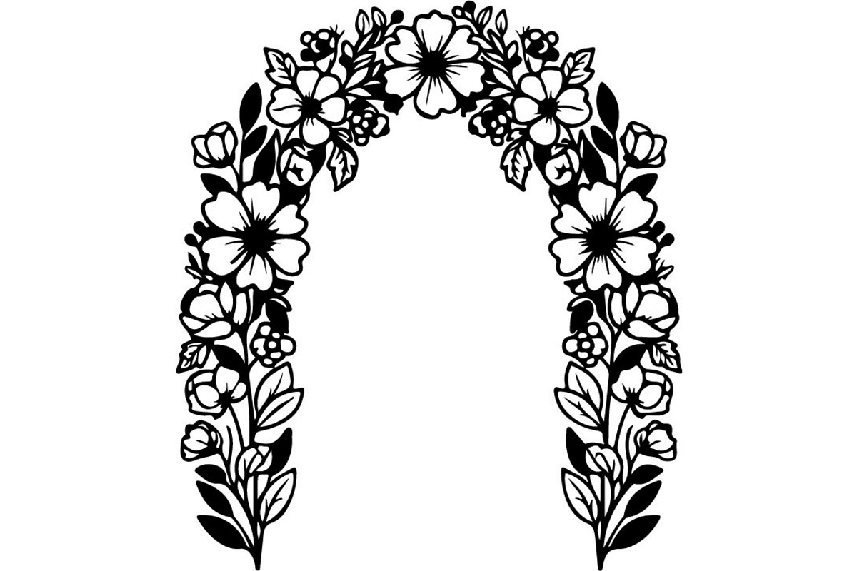 Floral HeartWreath Black Silhouet, a Person Illustration by Designer_Momina (Photo 16 of 20)