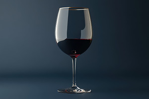 Elegant red wine glass displayed on, a Photo by Tanuart