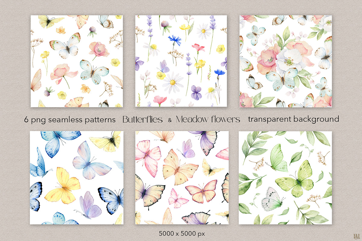 Watercolor Butterflies and Flowers, a Decorative Illustration by Elena Medvedeva (Photo 9 of 12)