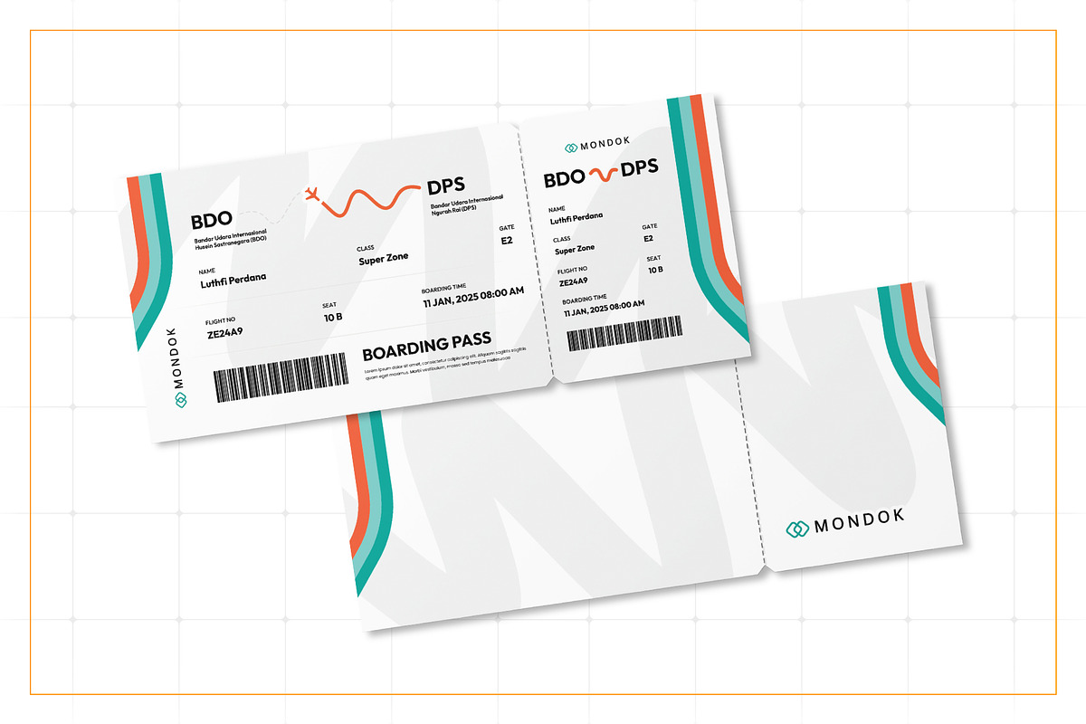 Boarding Pass - Mondok 3, a Print Template by Themes Awesome (Photo 2 of 3)