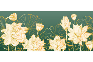 Hand drawn lotus background. Luxury, an Object Illustration by YummyBuum