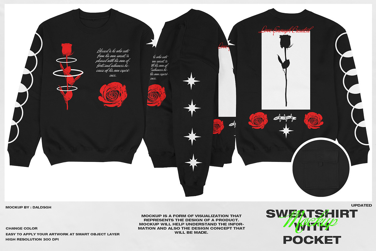 SWEATSHIRT MOCKUP + POCKET, a Merchandise Mockup by DaldSgh (Photo 1 of 10)