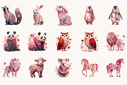 Floral Valentine Animal Clipart, an Illustration by Designworld (Thumbnail 5 of 10)