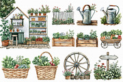 Watercolor Gardening House Clipart, an Illustration by Libby Wishes (Thumbnail 2 of 6)