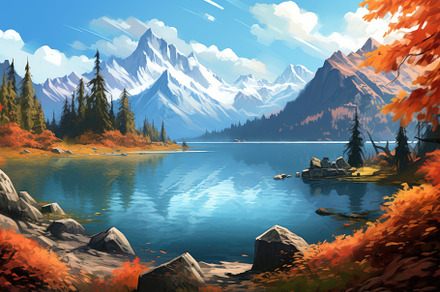 Mountain landscape with lake and for, a Photo by Iftikhar Alam