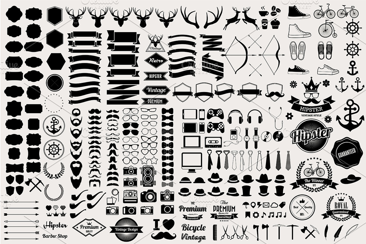 Hipster icons set