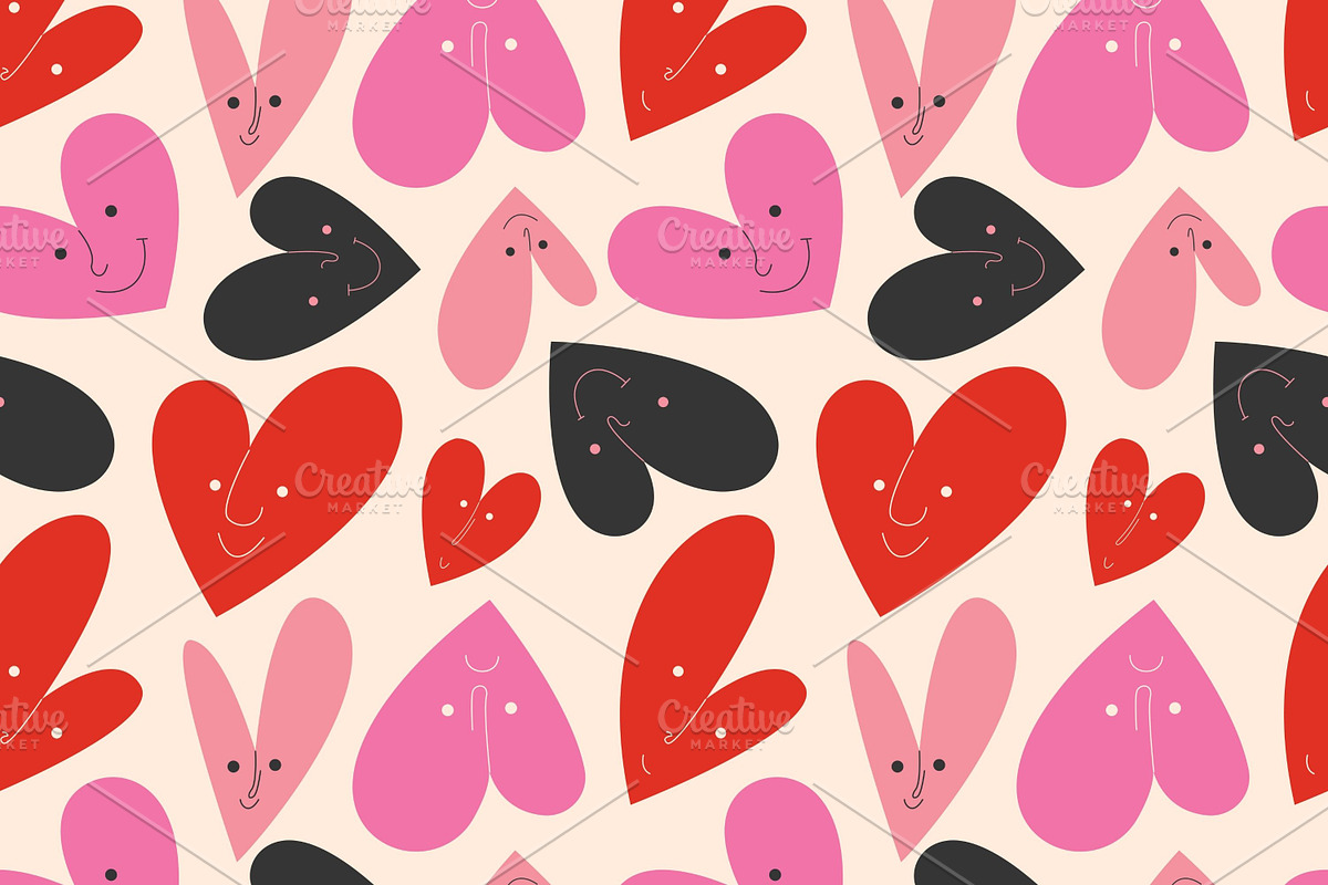 Funny hearts pattern, a Pattern Graphic by Art's and patterns (Photo 2 of 2)