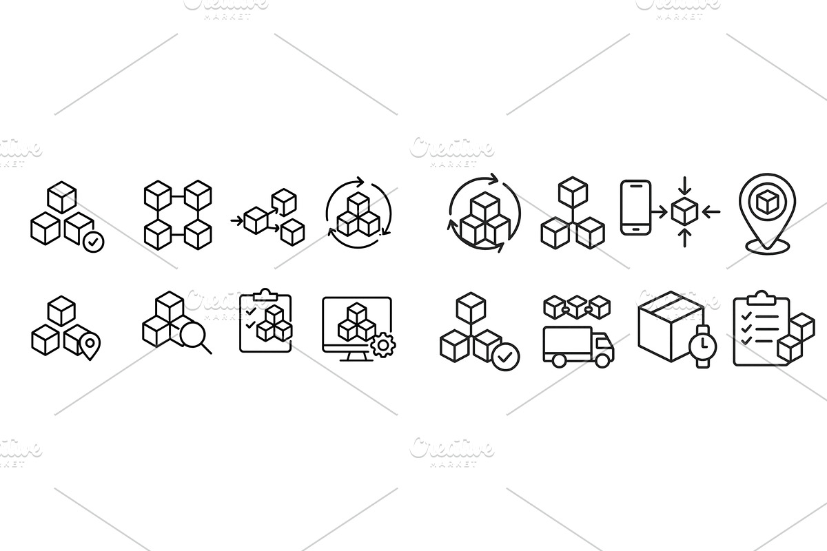Vector icons representing cube, a Technology Illustration by ZinetroN