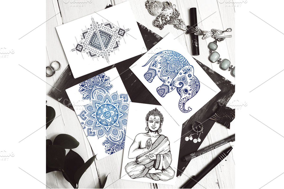 Set of Bohemian style flash tattoos, an Icon by Transia (Photo 4 of 5)