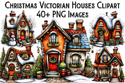 Christmas Victorian Houses Clipart, an Illustration by Pixels.Craft (Thumbnail 1 of 6)