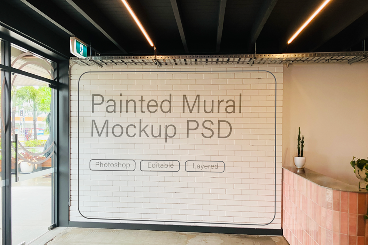 PSD mockup — white indoor brick wall, an Advertising Mockup by Tania Hearn Studio (Photo 1 of 3)