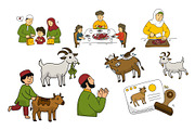 eid al adha hand drawn set, a Seasonal Illustration by foxndeer (Thumbnail 3 of 4)