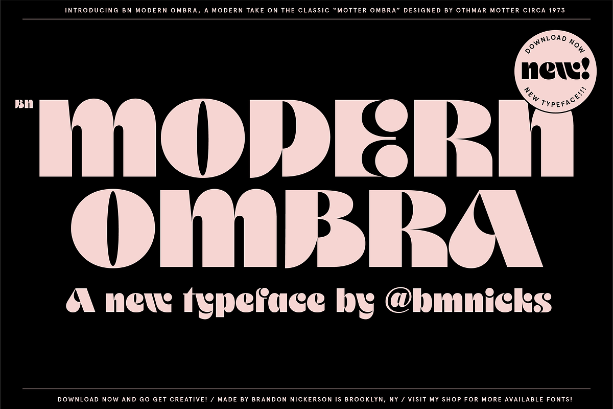 Modern Ombra - Quirky Display Font, a Sans Serif Font by Bnick (Photo 1 of 11)