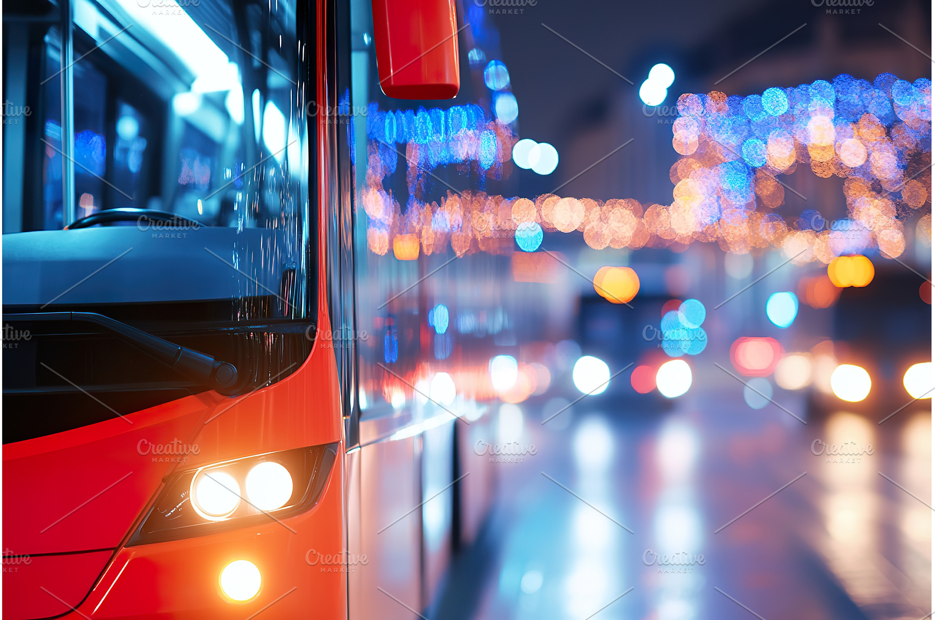 Public transit bus moving through, a Transportation Photo by Lermont51